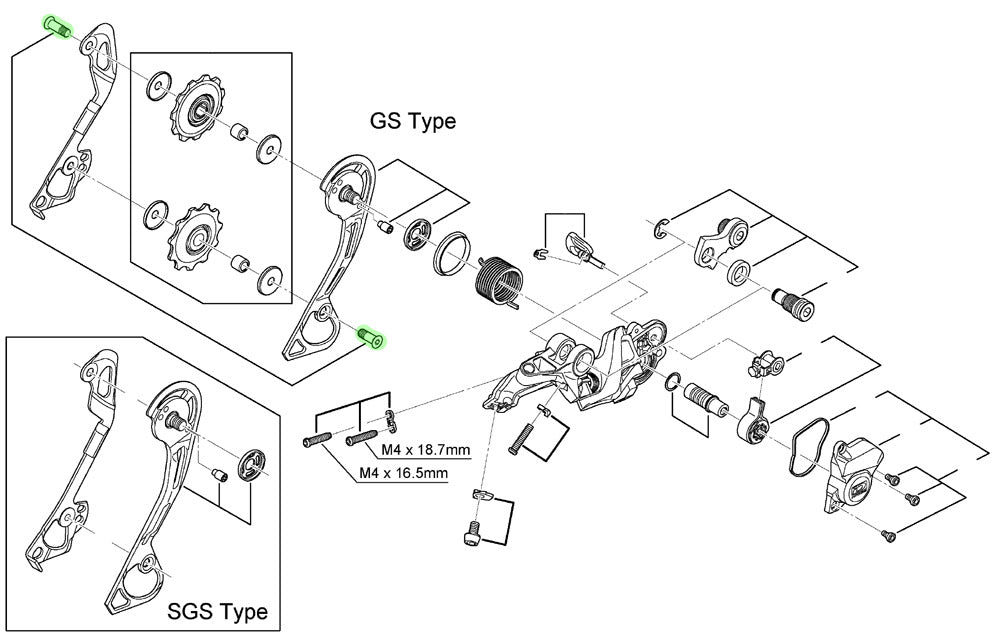 Bulloni per puleggia guida Shimano per RD-M615 M7000 M7100