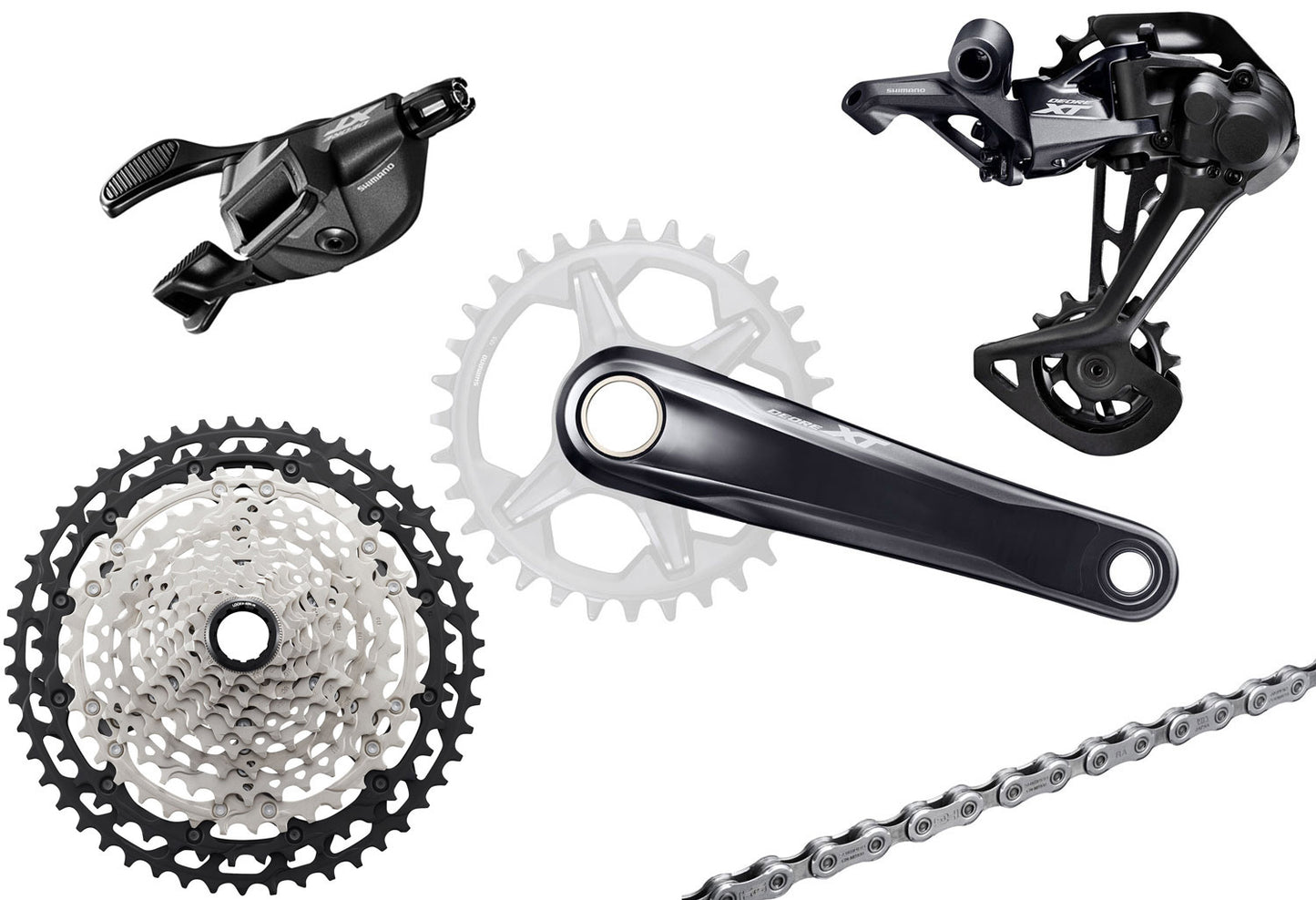 Shimano xt m8100 1x12 velocidades grupo i-spec ev 165mm 10-51