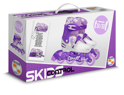 Pattini in linea dimensioni bianche viola regolabili 30 33