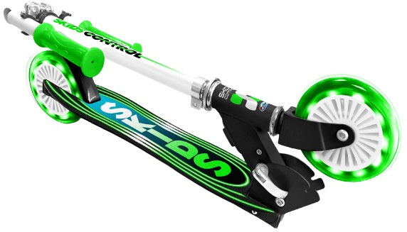 Skids control flashing 2-wiel kinderstep opvouwbaar voetrem groen
