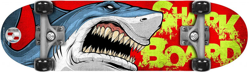 Skids control - Shark skateboard junior hout PVC rood blauw