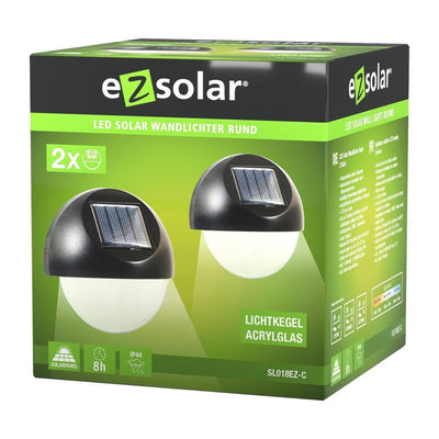 Ezolar LED solar wall lamp set 2-piece warm white