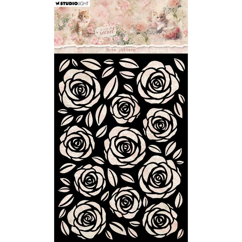 Luce da studio • motivo a rosa con stencil per maschera segreta di un gatto