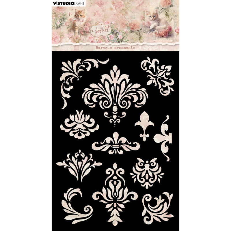 Studio light • a cat's secret mask stencil baroque ornaments