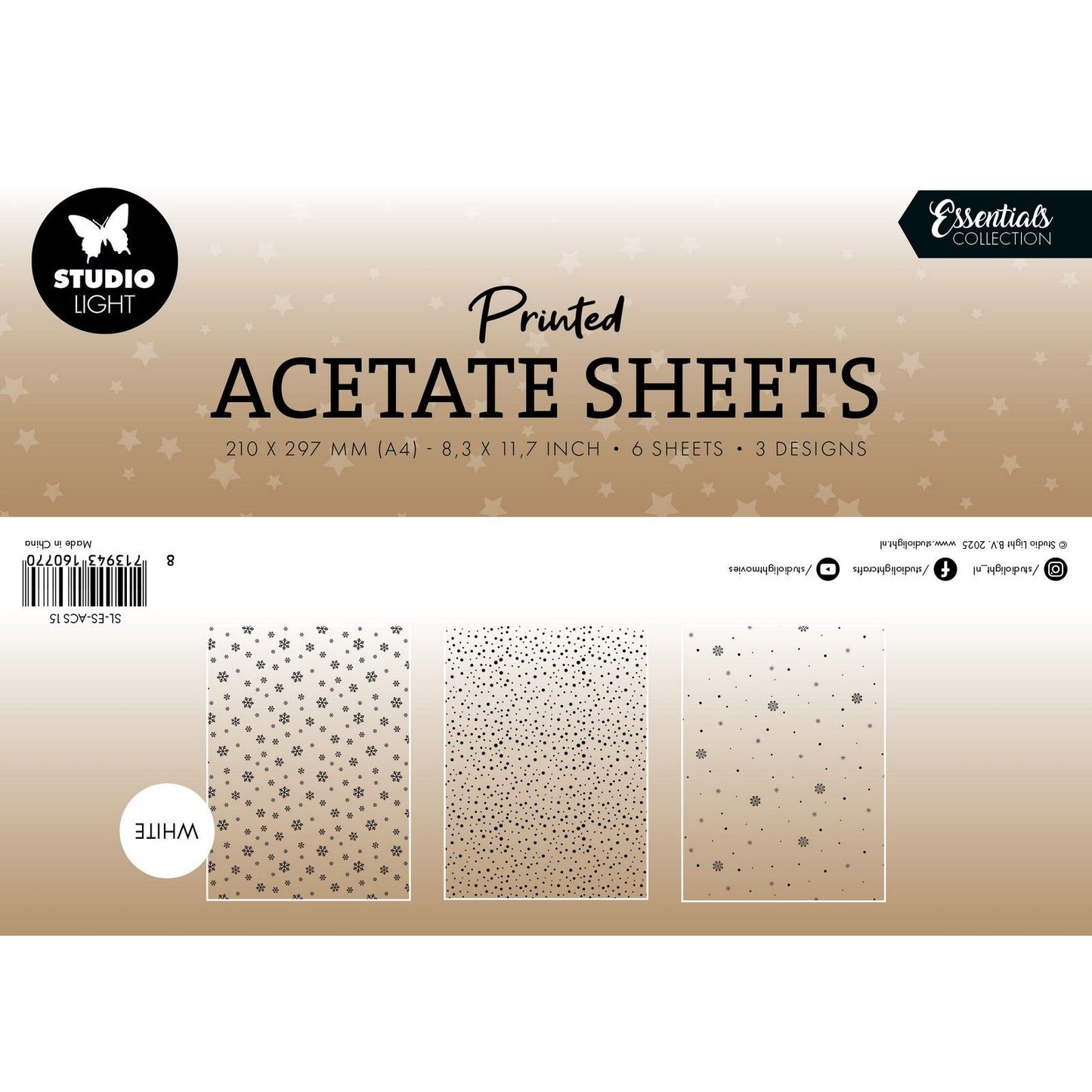 Lámpara de estudio • lámina de acetato Essentials copos de nieve blanco