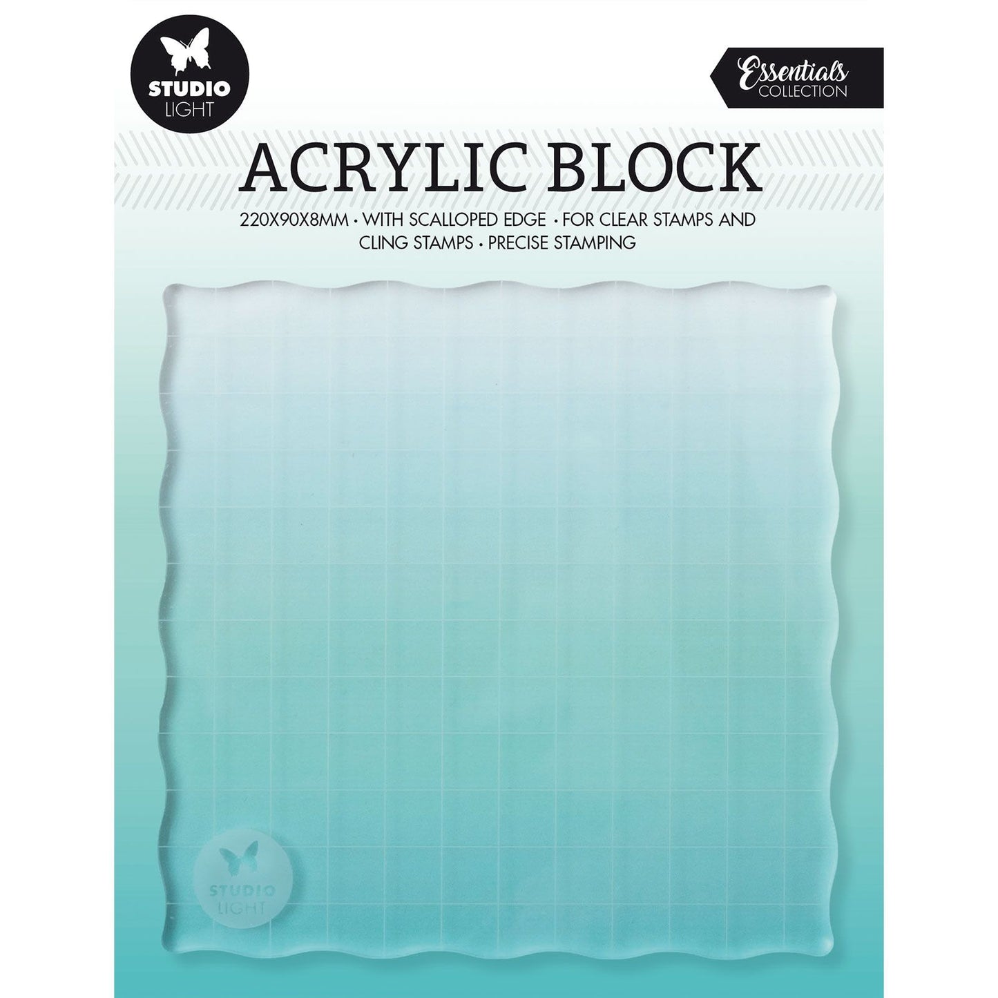 Studio light • blocco timbri acrilico essenziale per timbri trasparenti e aderenti con griglia 12x12x0,8 cm n.04