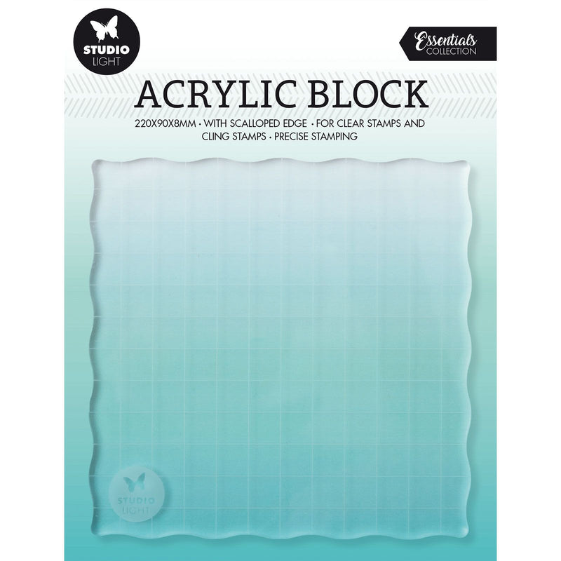 Studio light • essentials acryl stempelblok voor clear and cling stempels met rooster 12x12x0,8cm nr.04