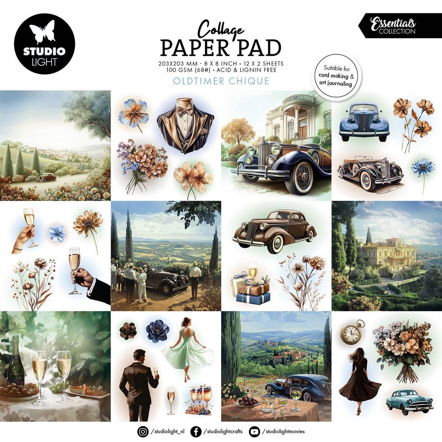 Studio light • blocco di carta collage essenziale oldtimer chic
