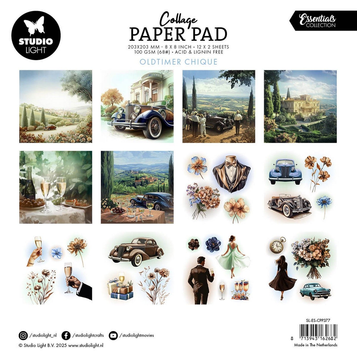 Studio light • blocco di carta collage essenziale oldtimer chic