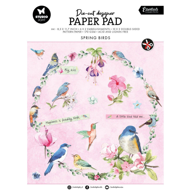 Luce da studio • blocco di carta fustellato Essentials Spring Birds