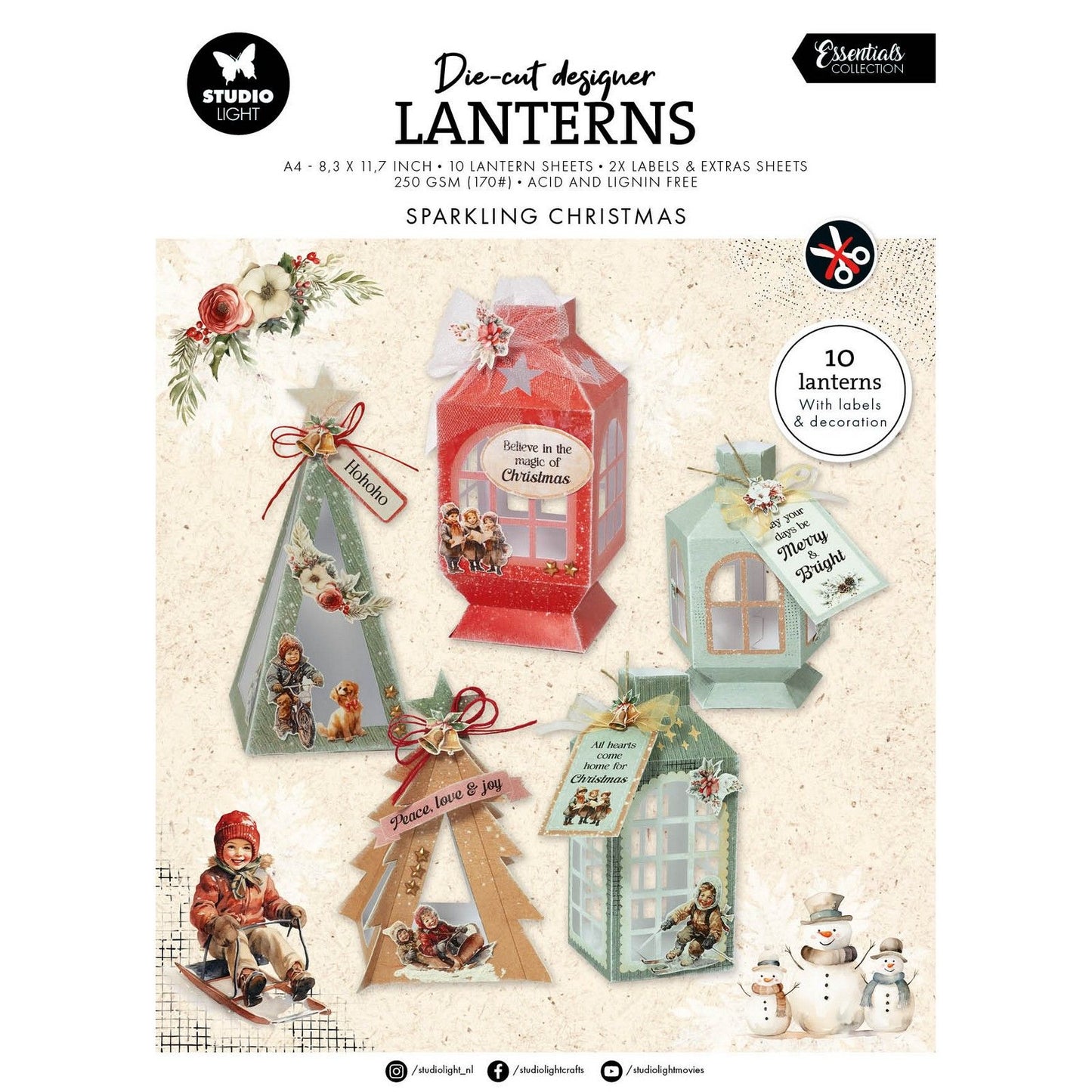 Luz de estudio • elementos esenciales, linternas de bricolaje, Navidad brillante