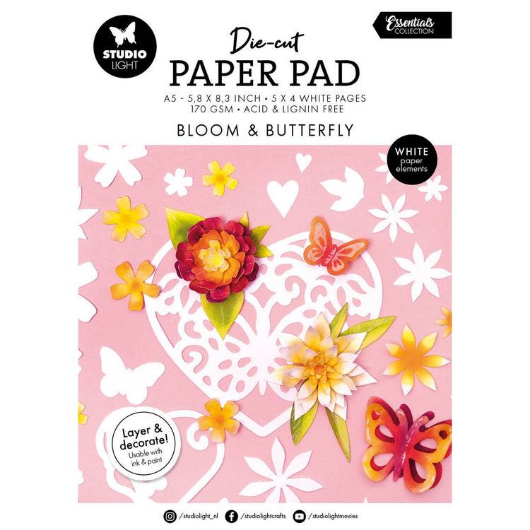 Luz de estudio • Essentials bloc de papel troquelado mariposa flor