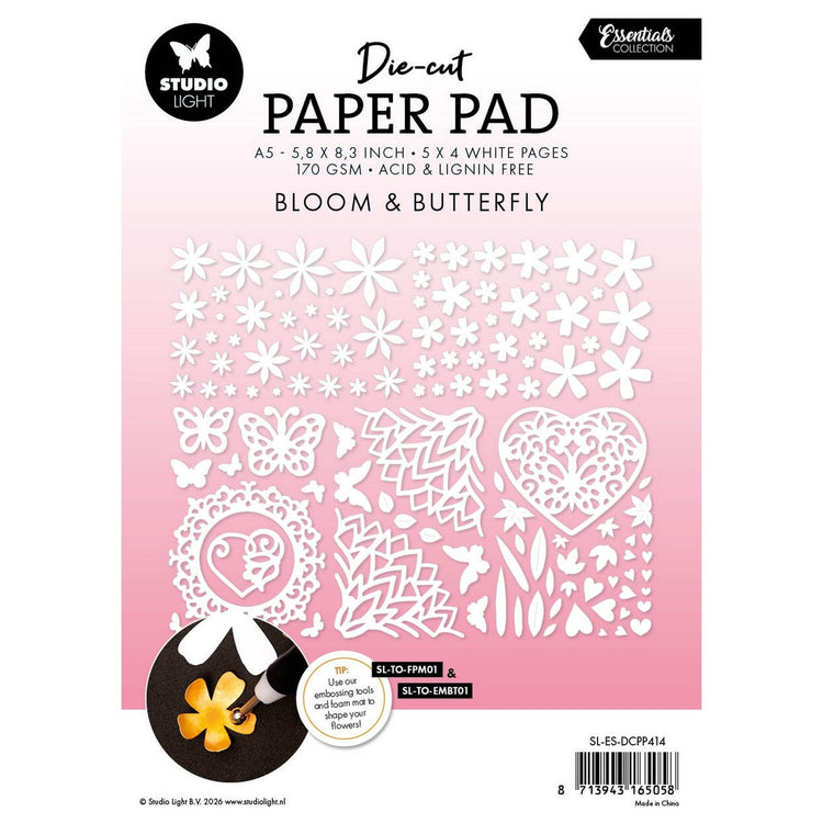 Luz de estudio • Essentials bloc de papel troquelado mariposa flor