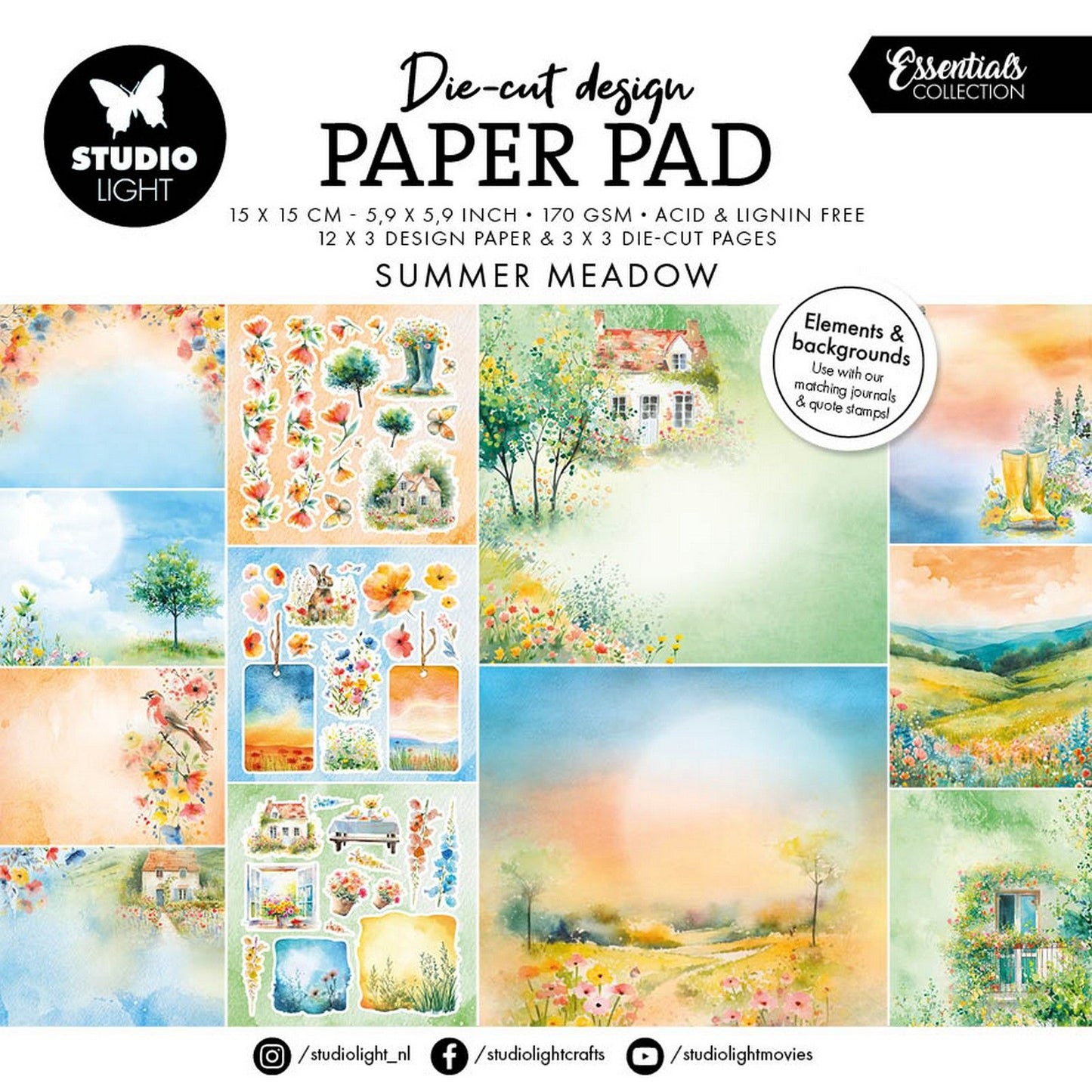 Luz de estudio • elementos esenciales bloc de papel de diseño elementos de papel pradera de verano