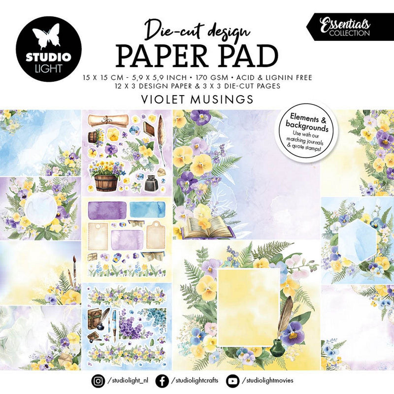 Luce da studio • elementi essenziali del blocco di carta di design elementi di carta riflessioni viola