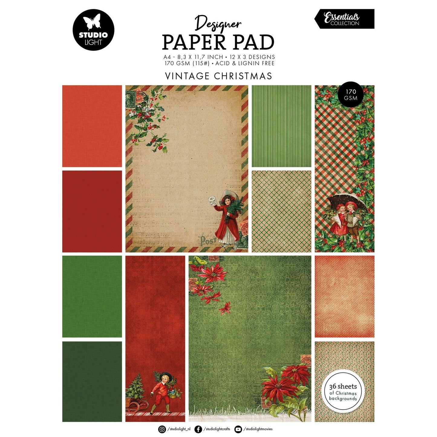 Luz de estudio • Essentials bloc de papel de diseño vintage navideño
