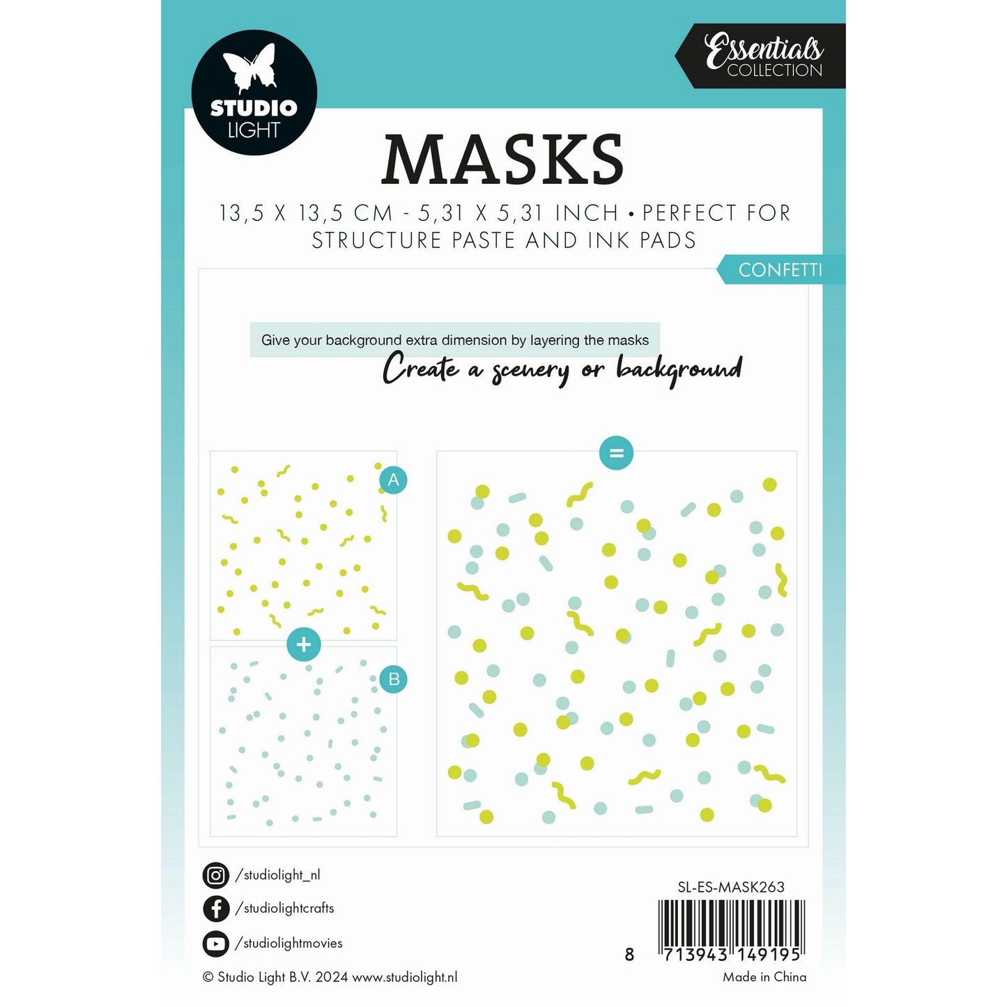 Luce da studio • coriandoli stencil maschera essenziali