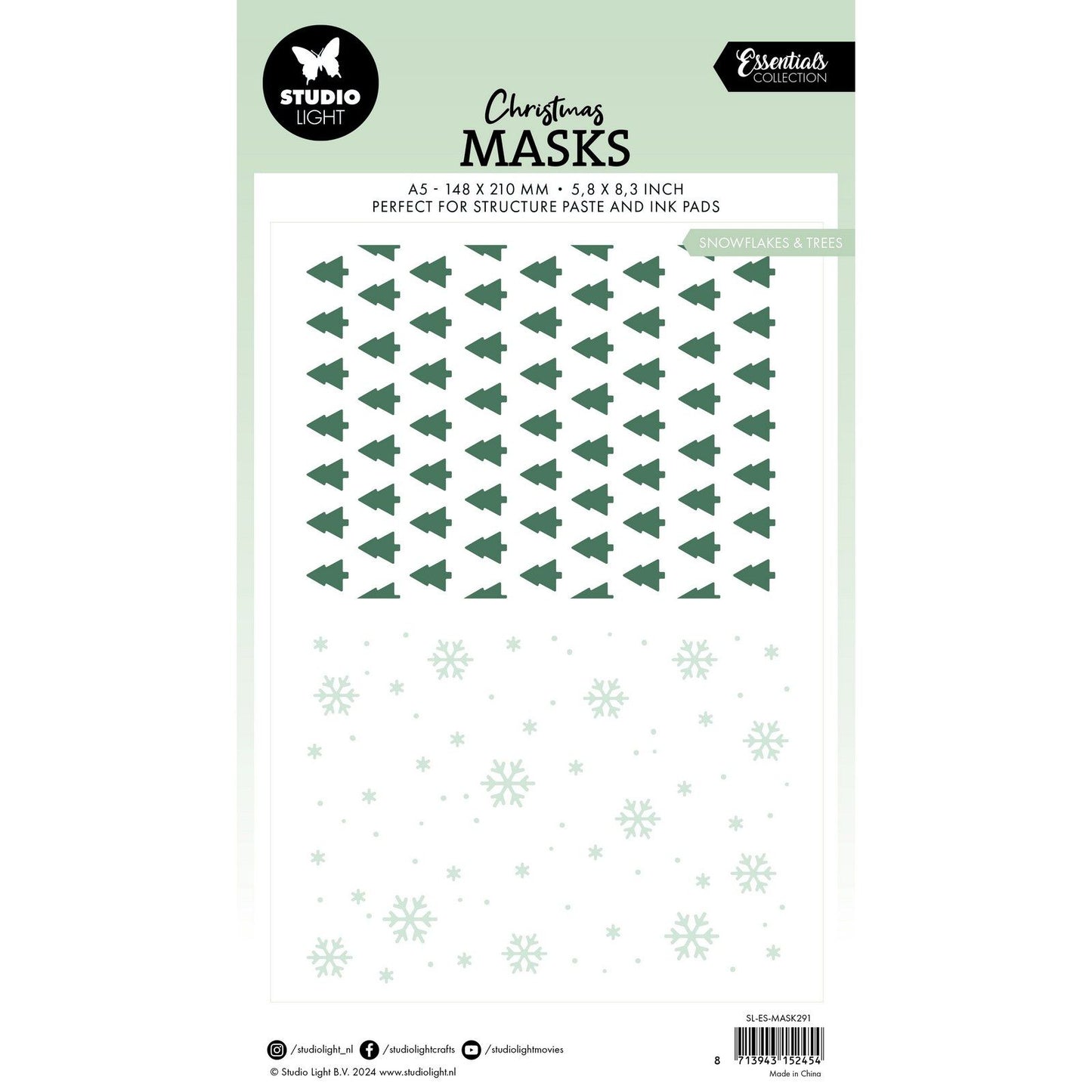 Luz de estudio • máscara esencial copos de nieve árboles