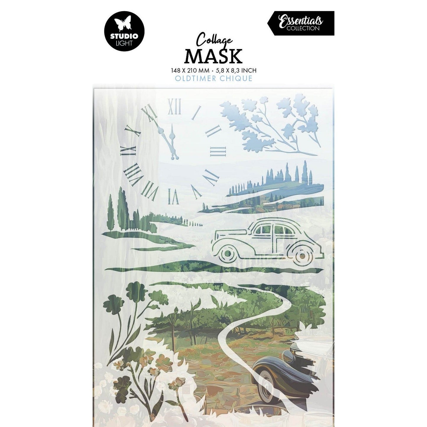 Luce da studio • stencil per maschera essenziale oldtimer chic
