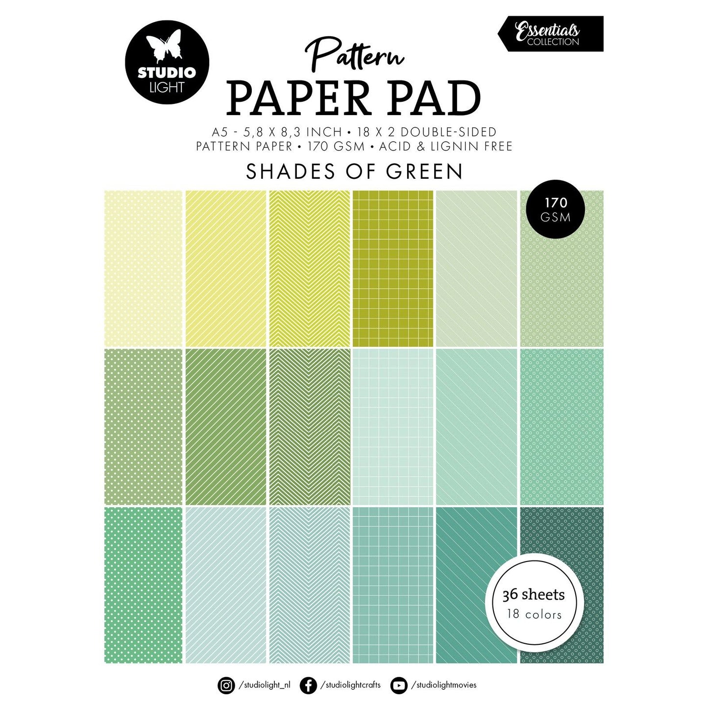 Luz de estudio • Bloc de papel con estampado esencial en tonos verdes