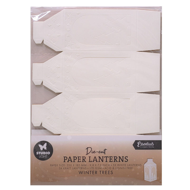 Luz de estudio • elementos esenciales linternas de papel troqueladas árboles de invierno