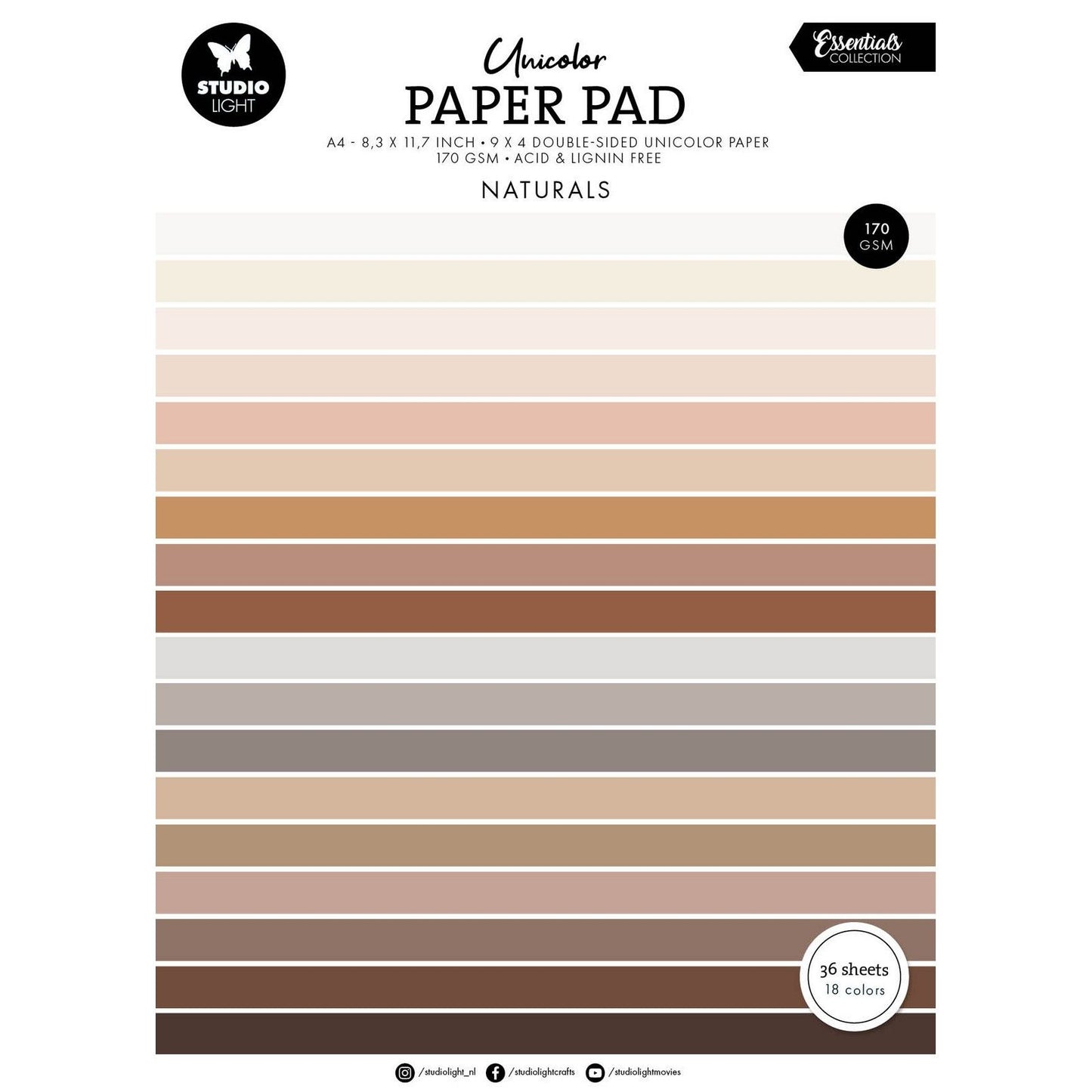Luz de estudio • Essentials bloc de papel unicolor tonos naturales