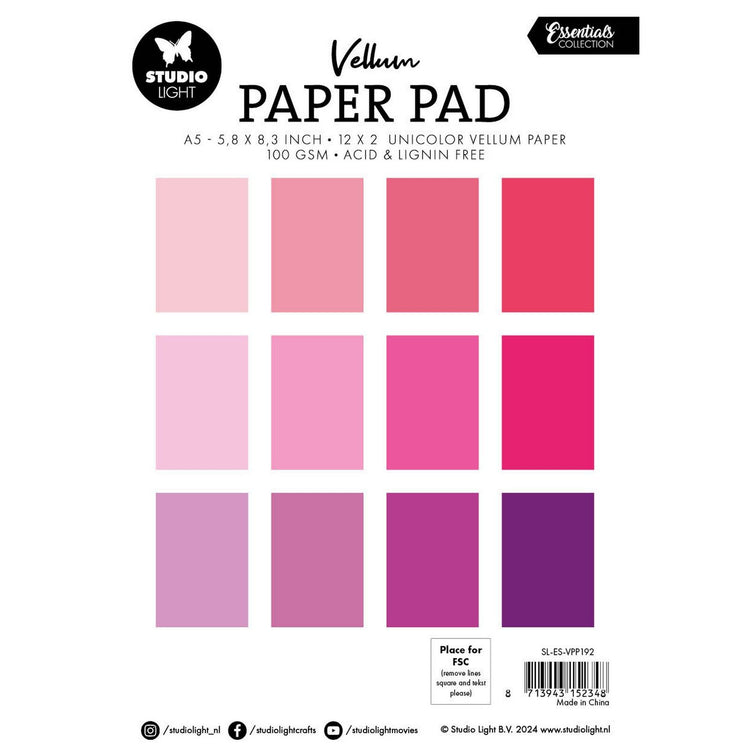 Luz de estudio • bloc de papel vitela Essentials papel unicolor