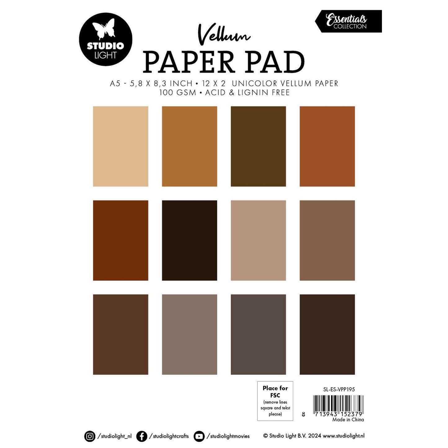 Studio light • Essentials blocco di carta velina carta unicocolor