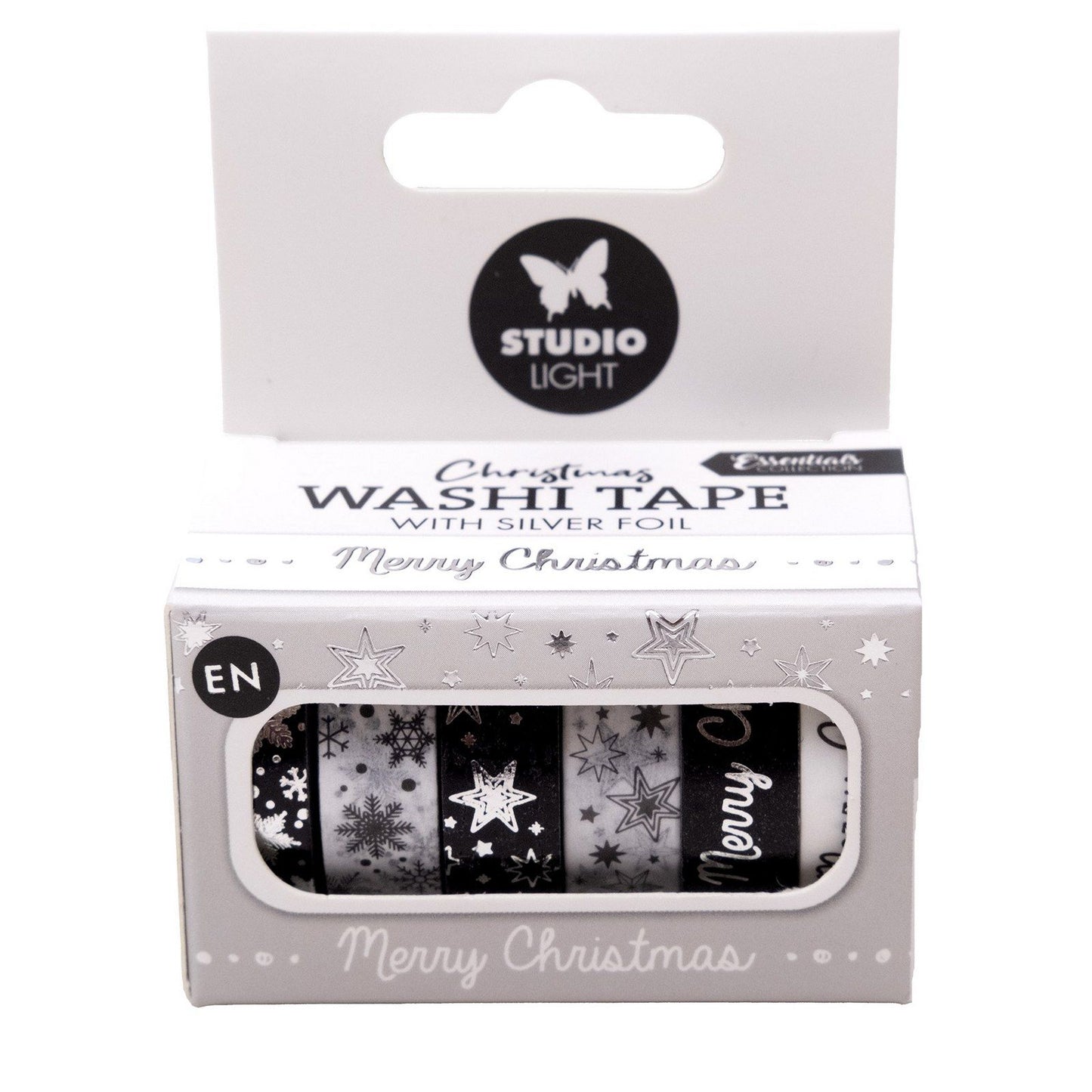 Luce da studio • nastro washi essenziale nero bianco argento inglese
