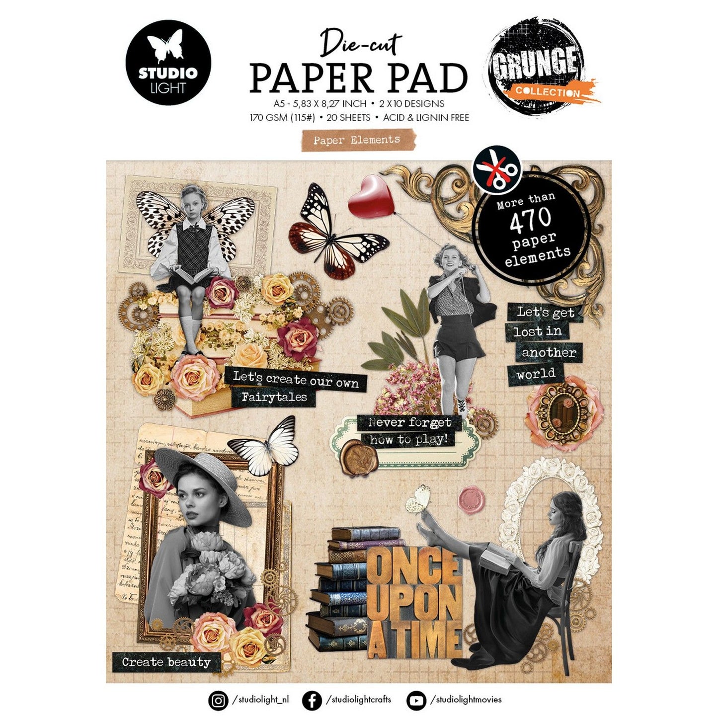 Luz de estudio • elementos de papel troquelados de colección grunge