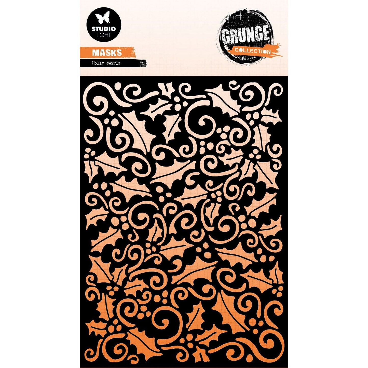 Studio light • grunge collection mask stencil holly swirl
