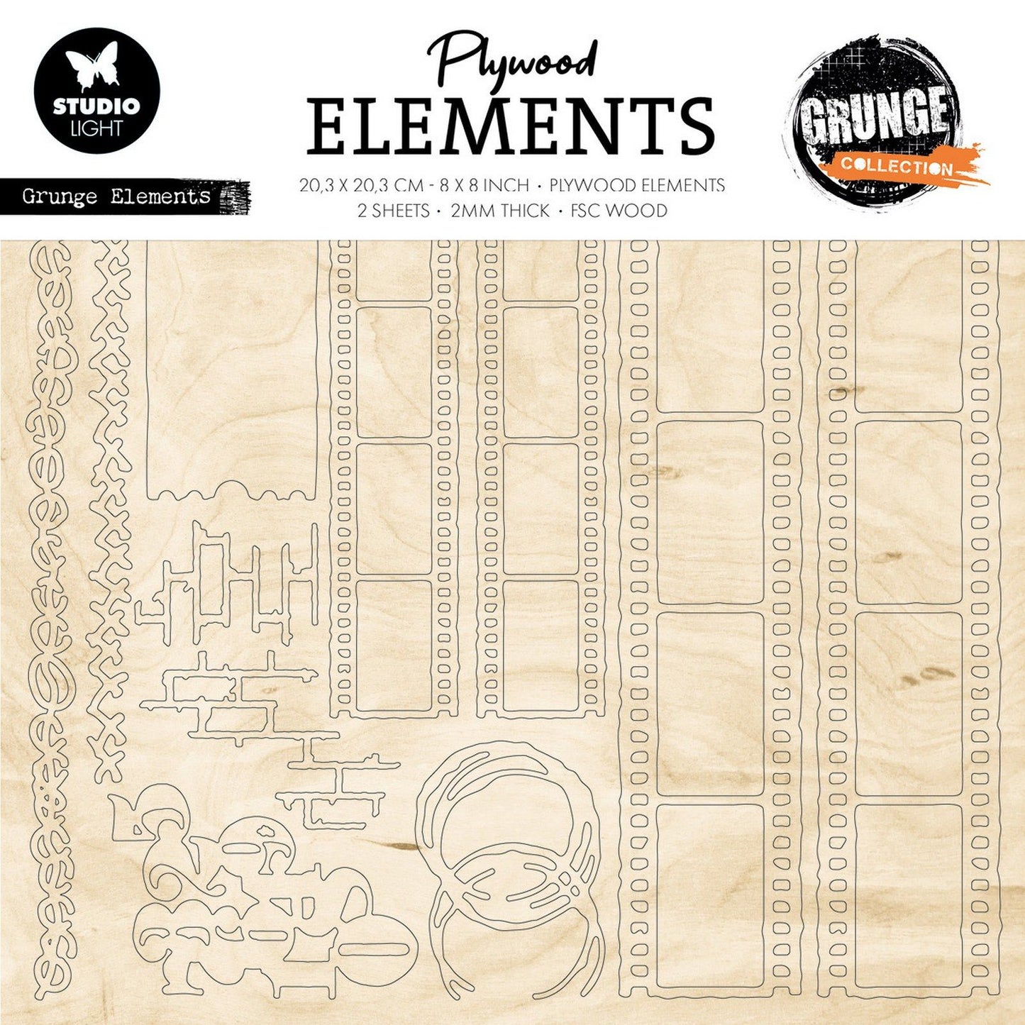 Luz de estudio • elementos de madera contrachapada de colección grunge elementos grunge