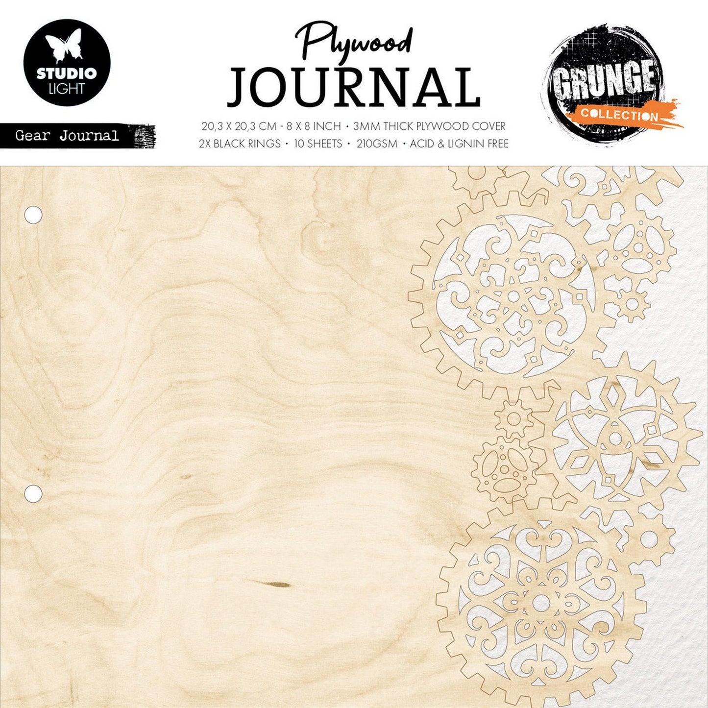 Luz de estudio • engranaje de revista de madera contrachapada de colección grunge
