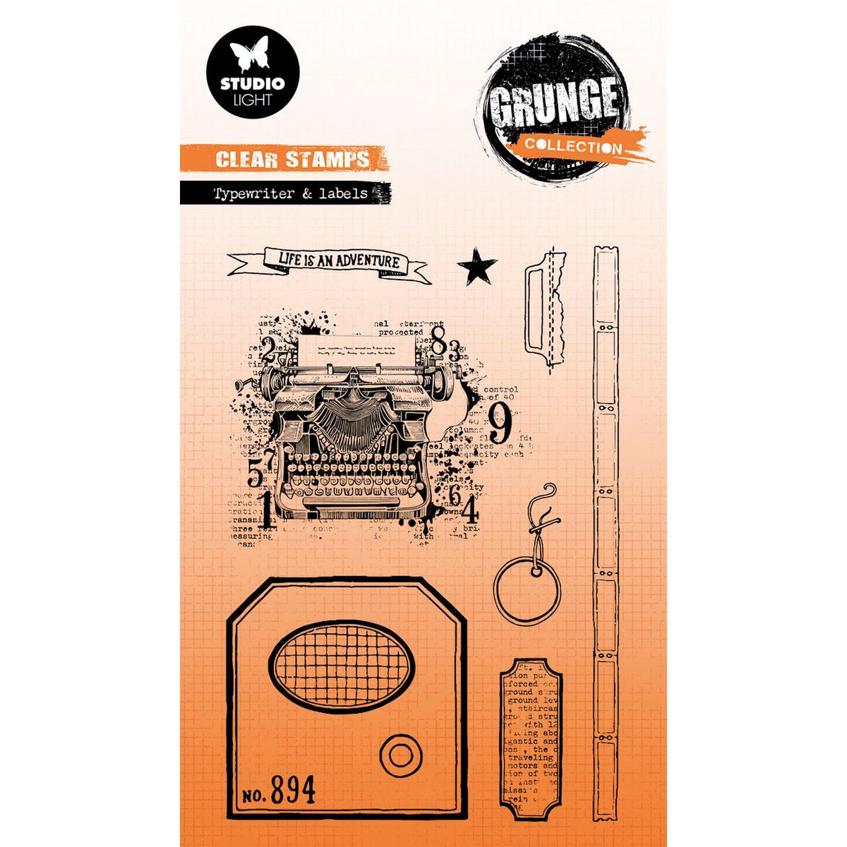 Studio light • Collezione grunge etichette trasparenti per macchine da scrivere