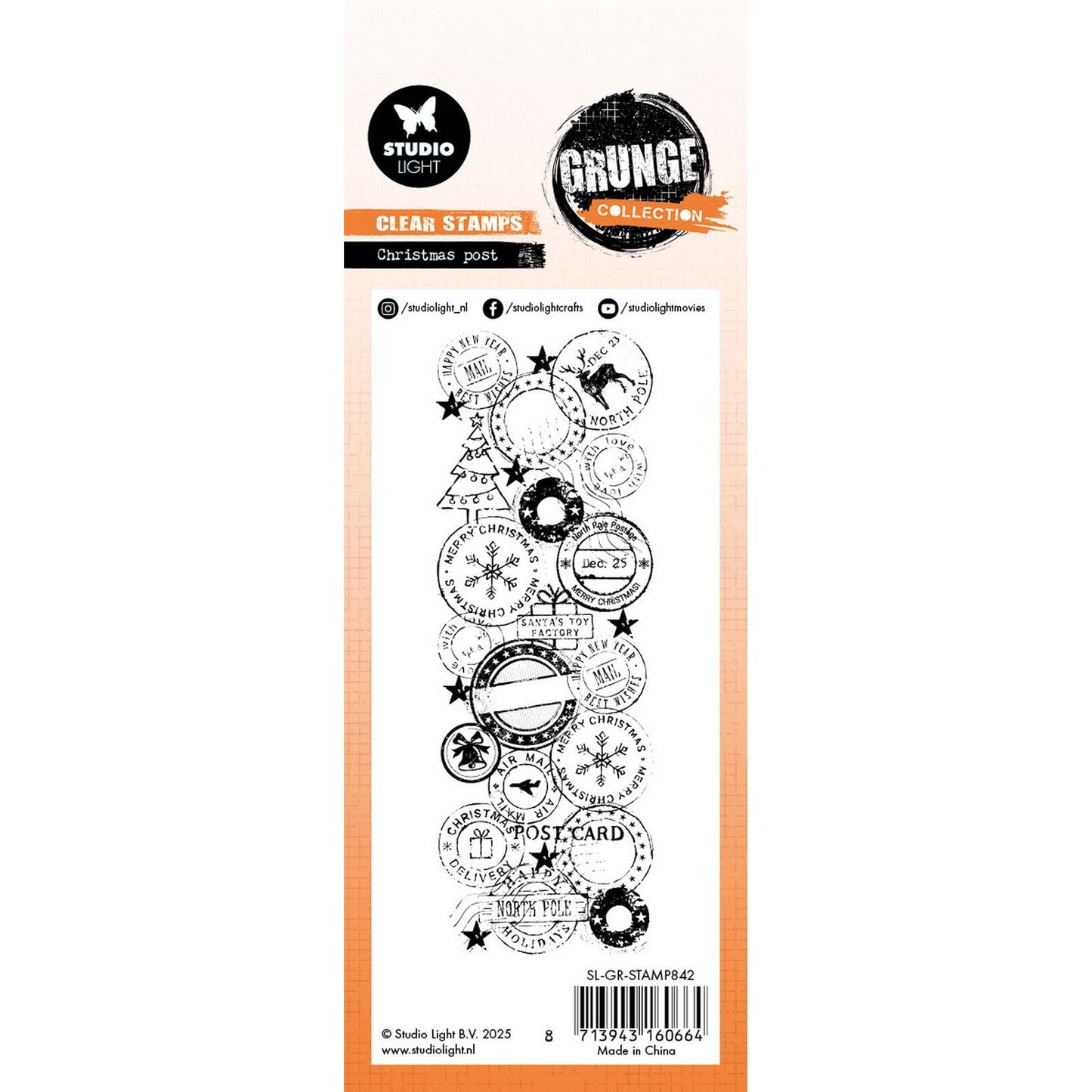 Studio light • Collezione grunge timbro trasparente per posta natalizia