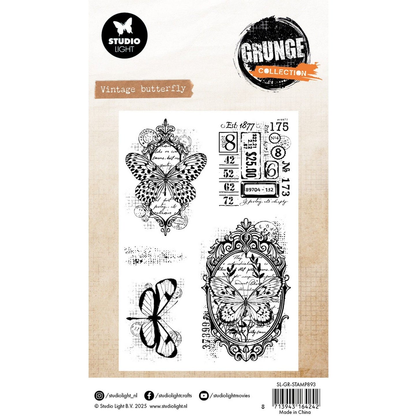 Studio luce • collezione grunge farfalla vintage timbro chiaro