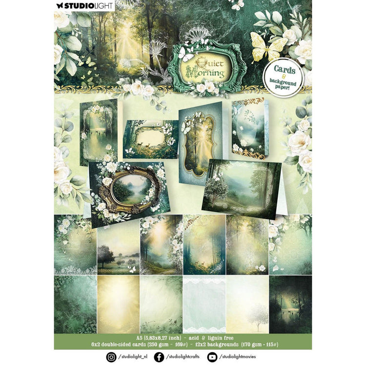 Studio light • designer paper pad cards backgrounds quiet morning 148x210x11mm 36 sheets