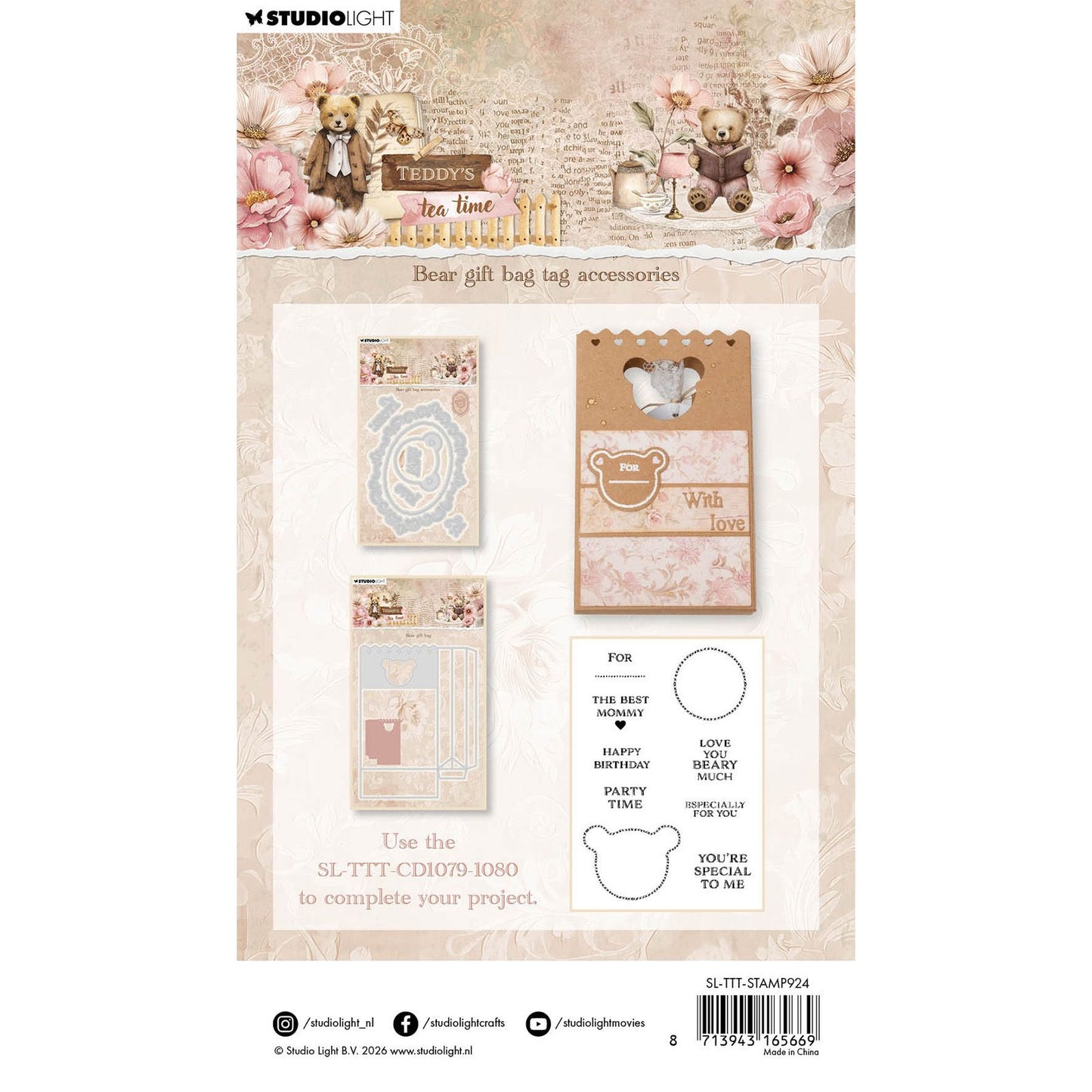 Luce da studio • Accessori per etichetta per borsa regalo con orsetto, timbro trasparente per l'ora del tè di Teddy