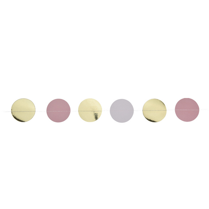Guirnalda confeti rosa oro blanco 200cm 2 piezas
