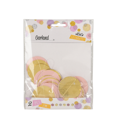 Ghirlanda di coriandoli rosa oro bianco 200 cm 2 pezzi