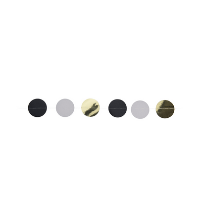 Ghirlanda di coriandoli nero bianco oro 200 cm 2 pezzi