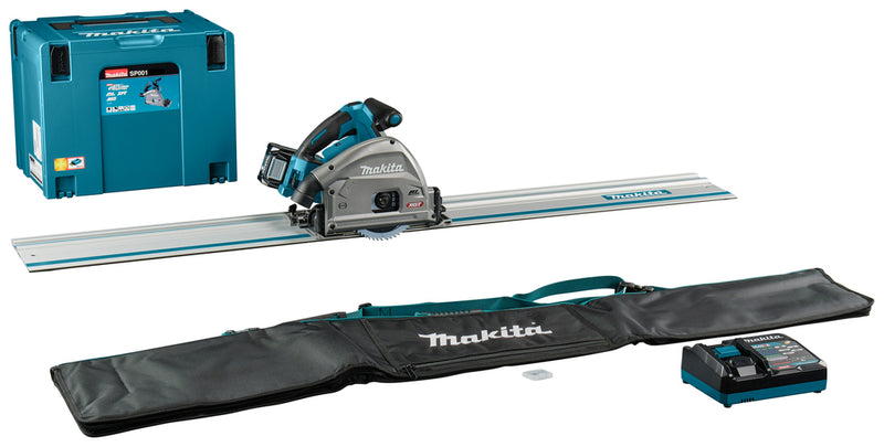 Makita sp001gm102 | Sierra circular de inmersión de 40 v máx. | 165 mm | Batería de 4,0 ah | cargador rápido | en mbox | con transmisor aws | carril guía | 1500mm - sp001gm102
