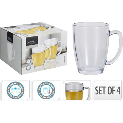 Excellent houseware theeglas gehard glas set van 4 stuks