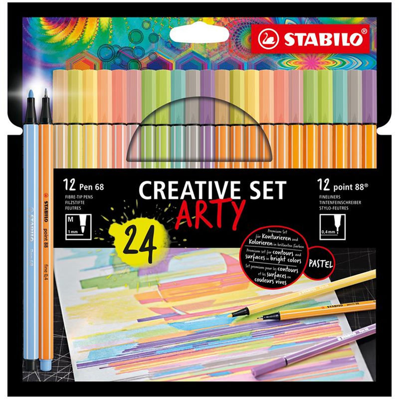 Stabilito set stabilo set arty felce -tip penne 68 88 24 pezzi