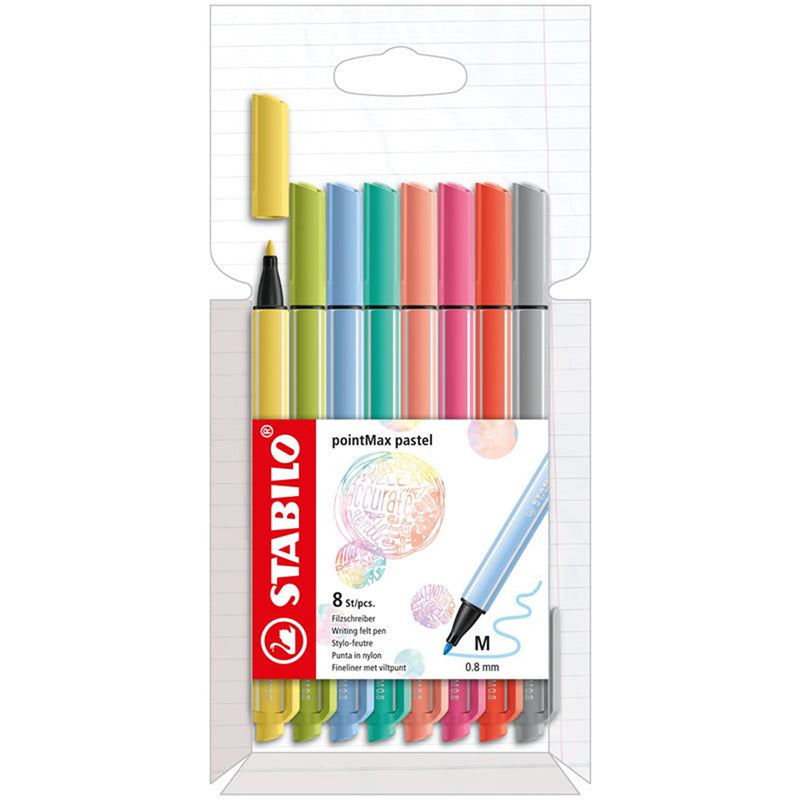 Stabilo Pointmax Fineliners Pastel, 8st.