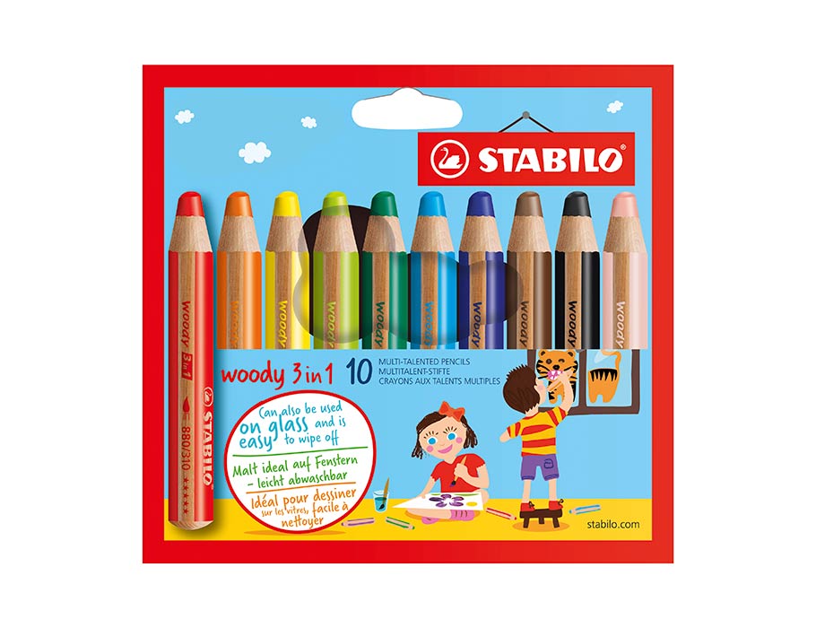 Stabilo Woody 3in1 matite colorate - 10 colori