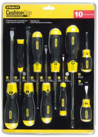 Stanley Hand Tools Set di cacciaviti con impugnatura ammortizzata da 10 pezzi Phillips standard - 2-65-005