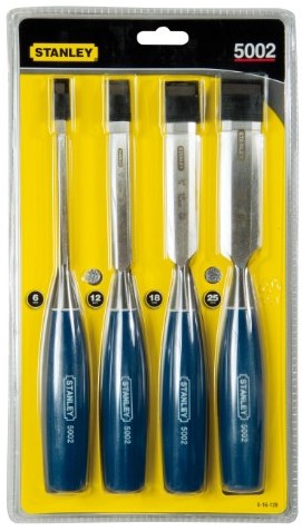 Set scalpelli per legno Stanley, utensili manuali, 4 pezzi (6, 12, 18, 25 mm) - 0-16-129