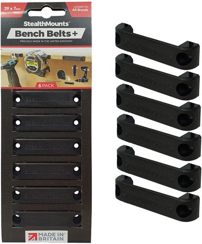 Correa de banco con soportes sigilosos | negro | 6 piezas - bb-pl-blk-6