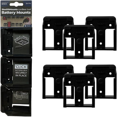 Stealth monta portabatterie per bosch 18v | nero | 6 pezzi - bm-bo18-6